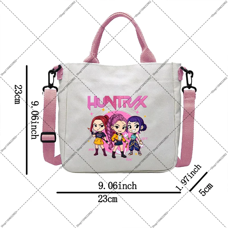 Kpop demon hunters moda bolsas meninos meninas bonito ao ar livre bolsa de ombro dos desenhos animados anime padrão impressão crossbody sacos festa presente