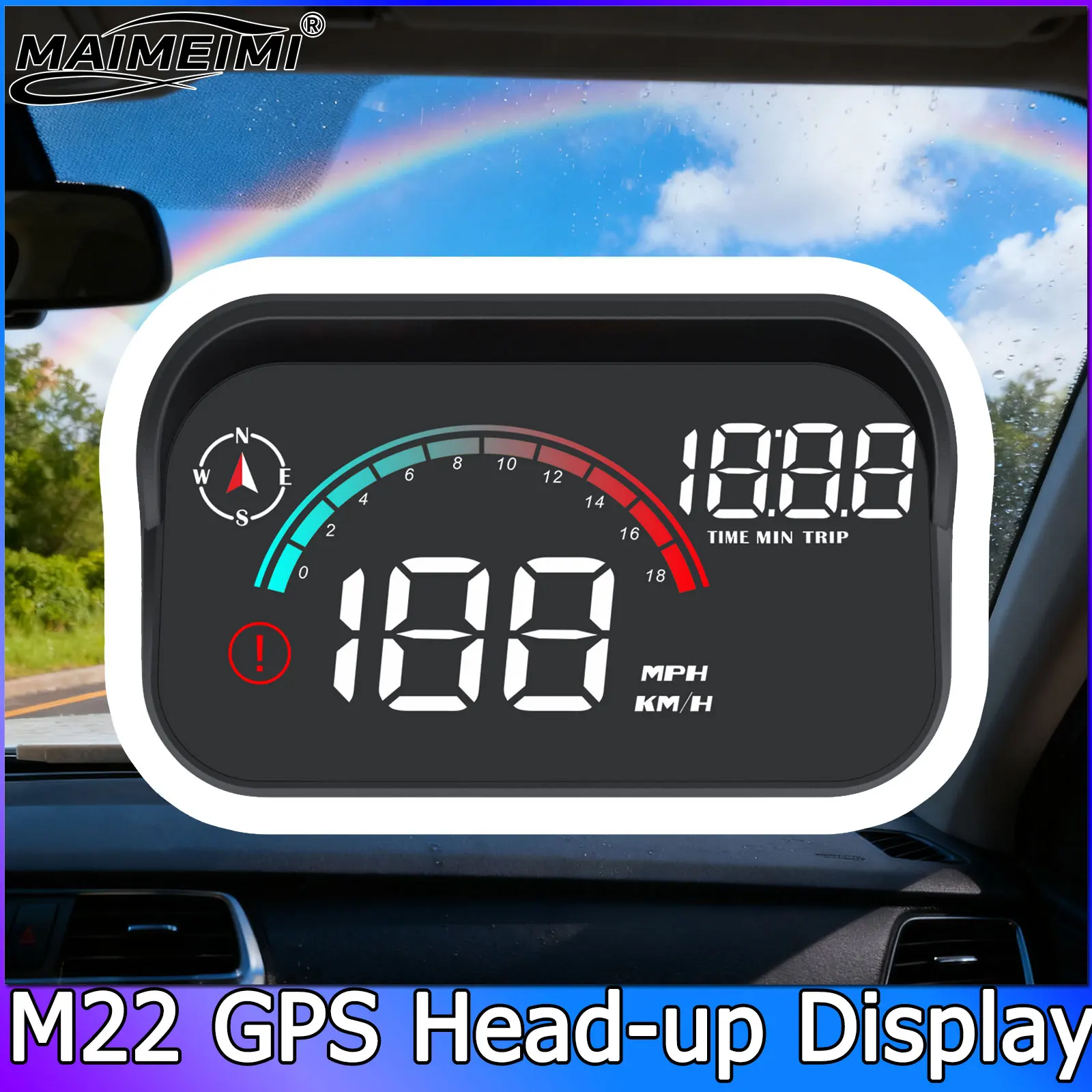 QC Windshield Projector Head up Display Universal Car GPS HUD M22 Digital GPS Speedometer Clock Compass Time LCD for All Cars