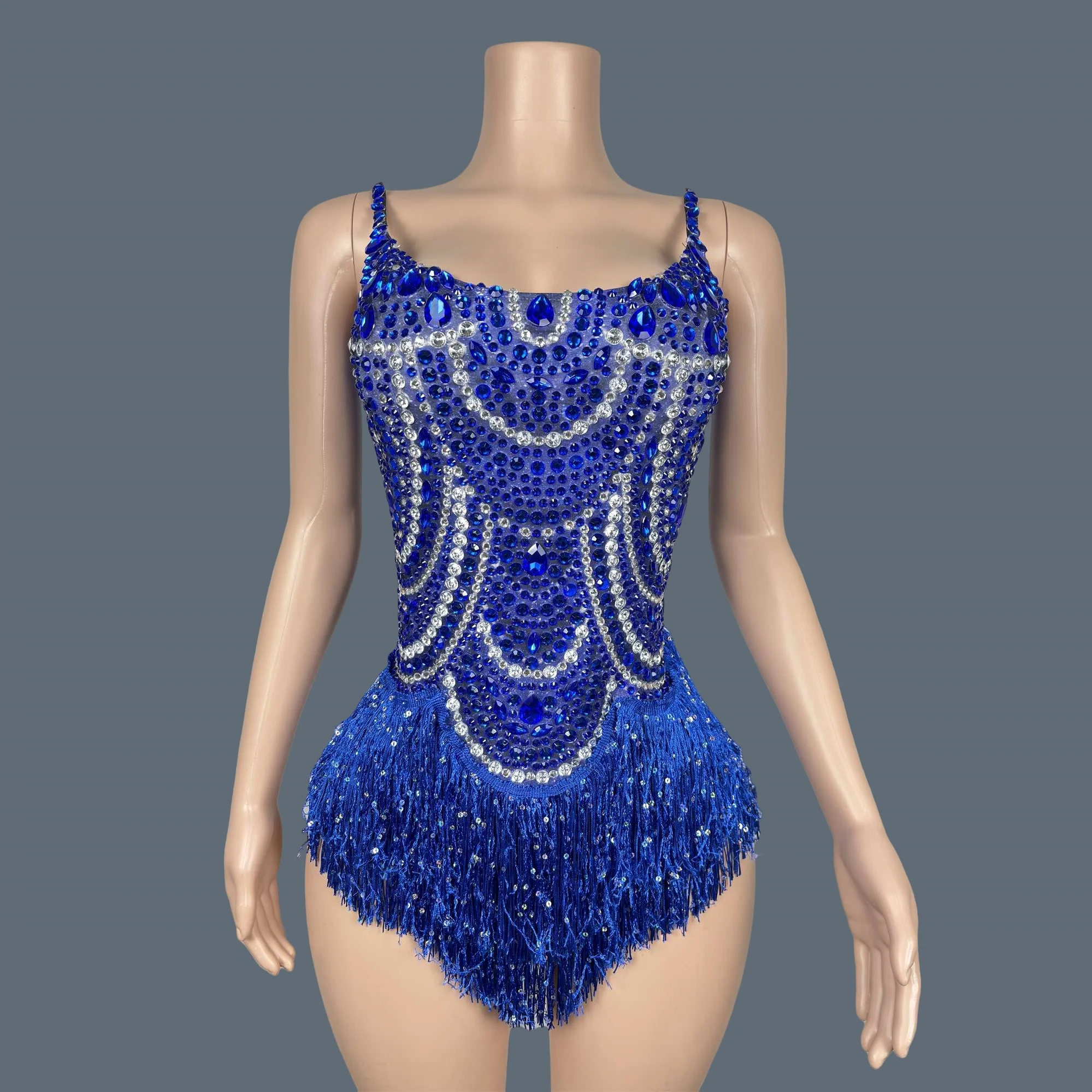 

Sparkly Rhinestones Fringes Sexy Bodysuit for Women Nightclub Performance Dance Costume Singer Dancer Stage Bodysuit Jingling