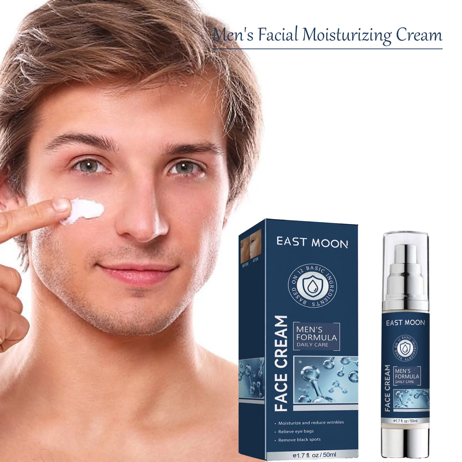 

Мужской крем для лица 6-в-1, 50 мл | Увлажняющий антивозрастной крем для мужчин | Уменьшает тонкие линии, устраняет темные круги под глазами | Нежирный