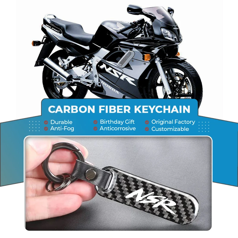 LLavero de motocicleta de fibra de carbono, llaveros de motocicleta para Honda NSR NSR125 NSR250R NSR 125 250R, accesorios con logotipo personalizado