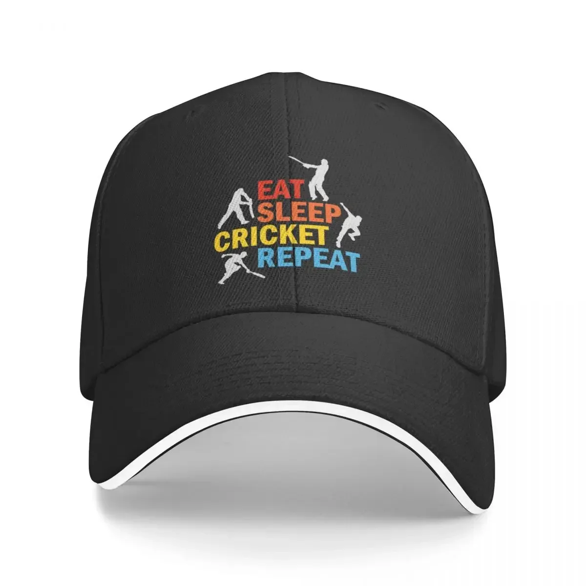 

Eat, sleep cricket, repeat Baseball Cap Unique hats Hat Man Luxury fishing hat Anime Caps For Men Women's