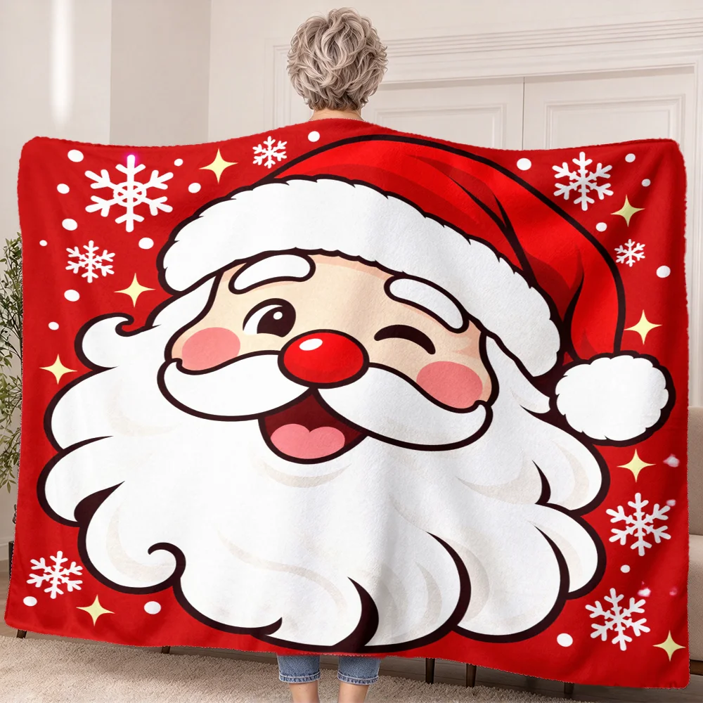 1PC Santa Print Wearable Blanket-Soft and comfortable for both men and women. Great for holiday parties, everyday use, Christmas