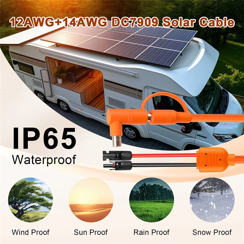 

ABKW-Solar To DC 8Mm Charge Extension Cable 10FT,12AWG+14AWG Solar Cable With Solar Panel Connector To DC7909/8020