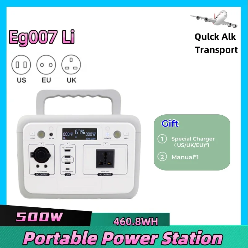 

500W Outdoor Mobile Power Supply 461Wh Large Capacity 110V/220V Portable Emergency Energy Storage for Camping Backup Power