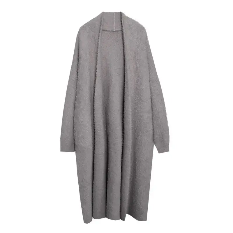 Autumn/Winter Lazy Style Loose Knee Length Thickened Pure  Fleece Knitted Sweater Cardigan Coat Women's Coat