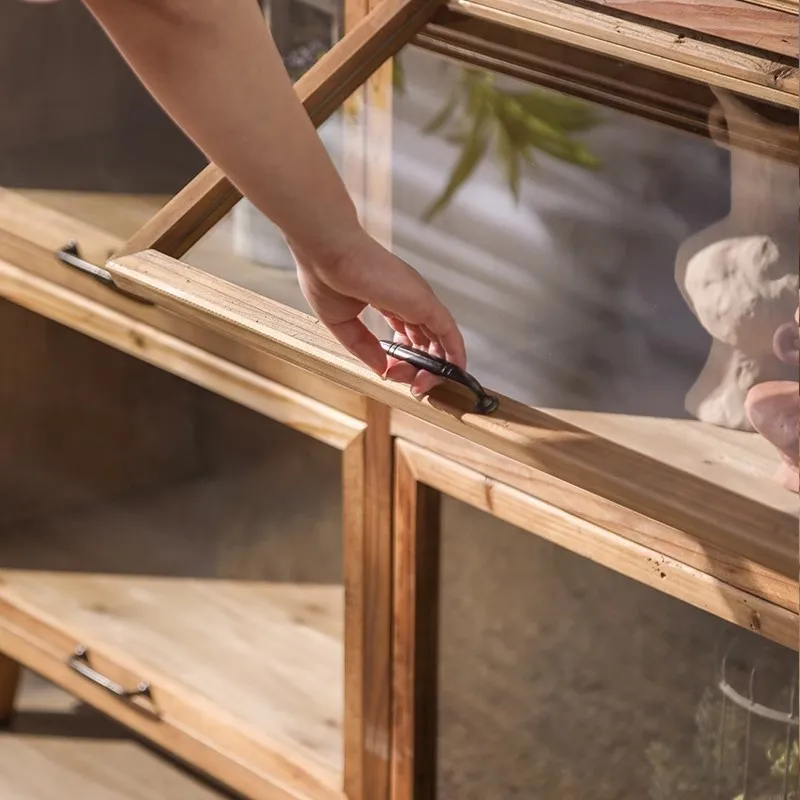 Locker Vintage Home Glass Door Display Entrance Cabinet
