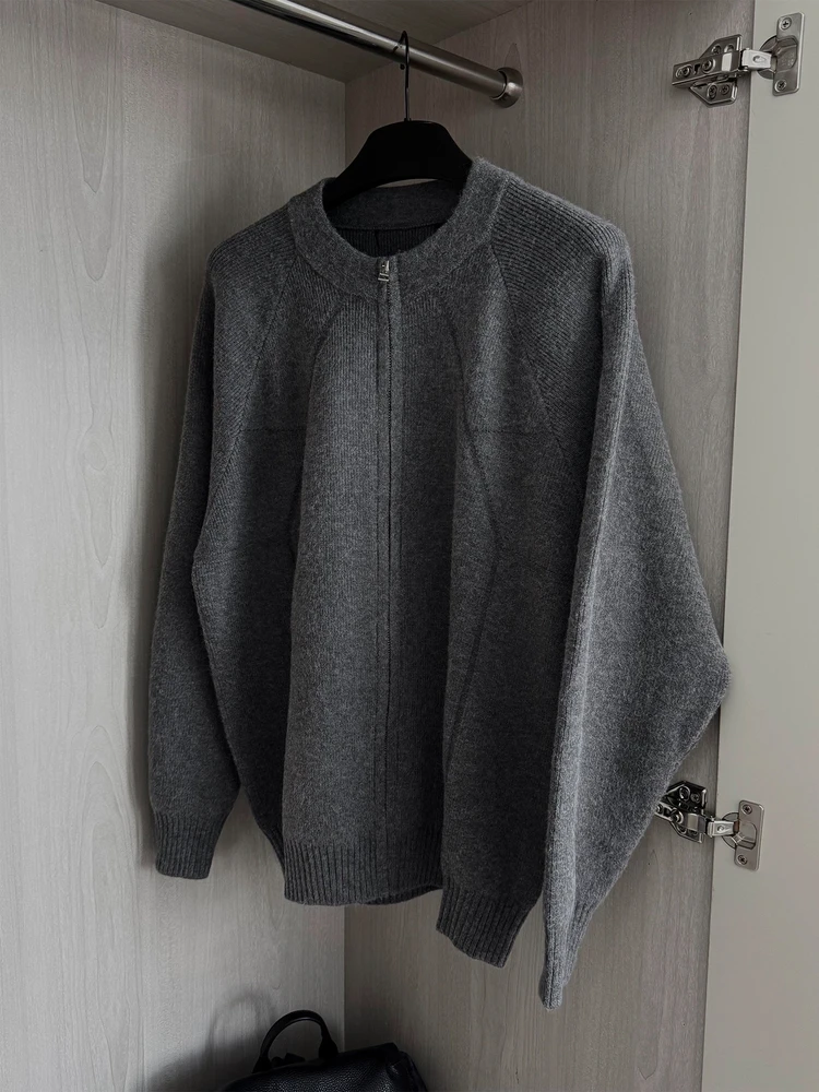 

Мужской свитер на молнии, повседневный свободный вязаный кардиган, роскошный комфорт, удобная верхняя одежда в американском стиле Cleanfit