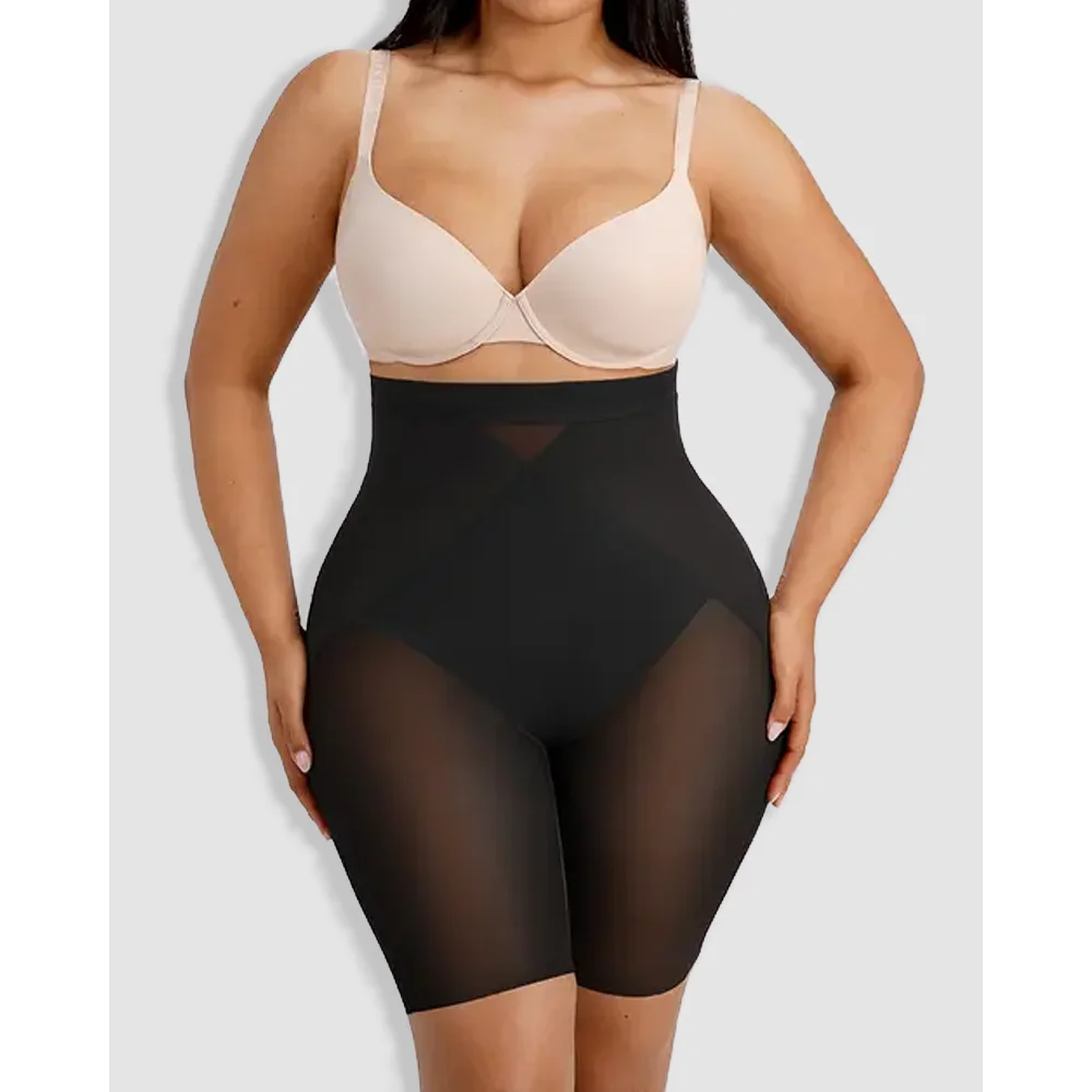 Women High Waist Shapewear Shorts Plus Size Tummy Control Butt Lifter Anti‑Chafing Thigh Slimmer Seamless Postpartum Underwear