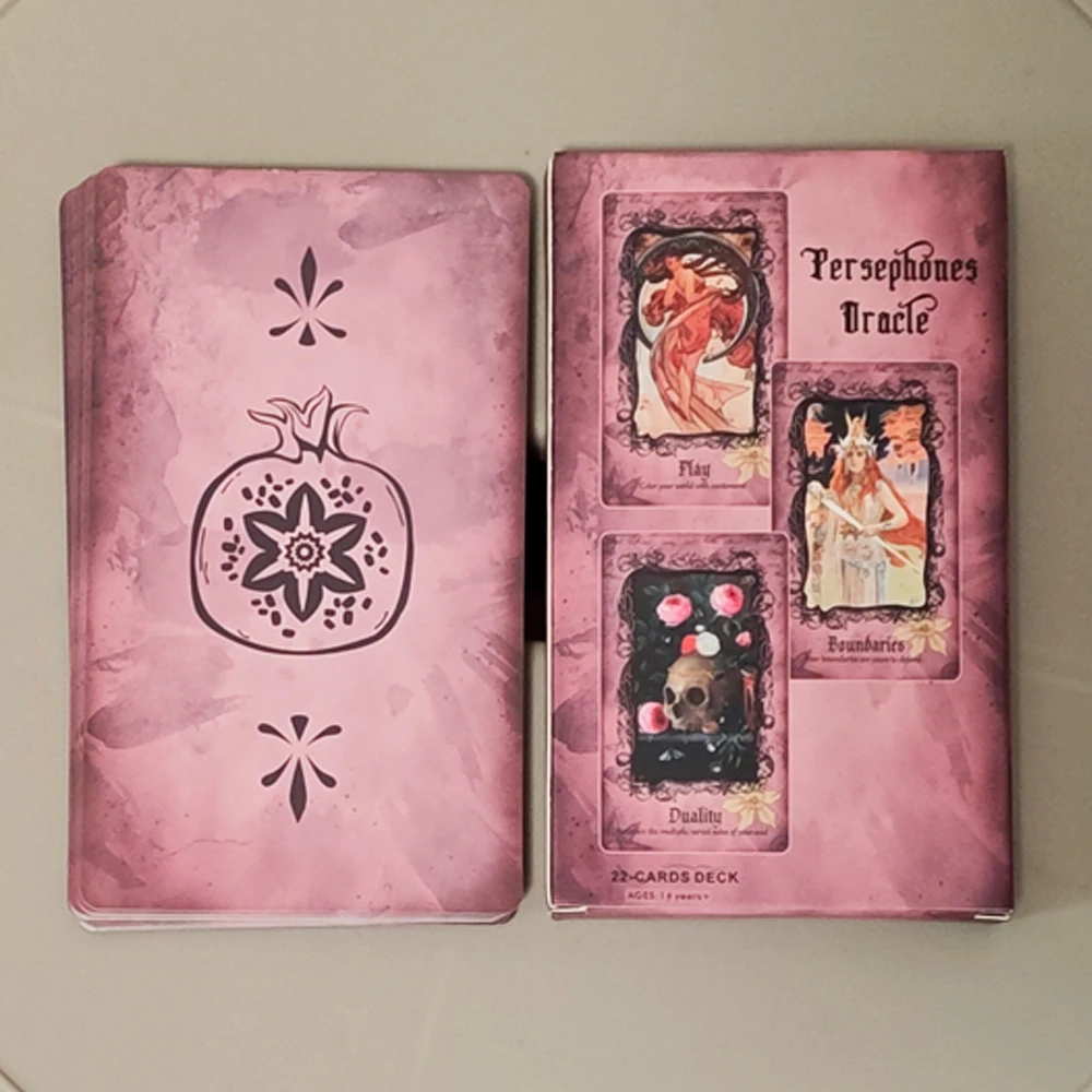 Tarjetas de oráculo de persephone, baraja de diosa del trabajo de sombra de 12x7cm, 22 tarjetas de oráculo