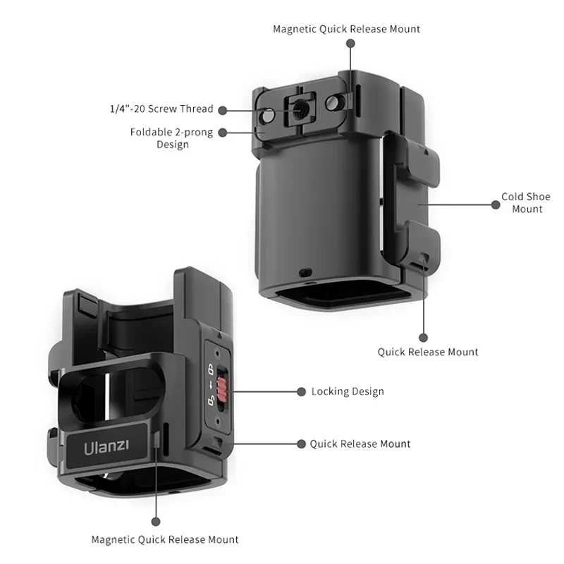 Imagem -02 - Ulanzi Pk06 Adaptador de Expansão para Dji Osmo Pocket Montagem Magnética de Liberação Rápida Rosca para Câmera Fotografia Parafuso