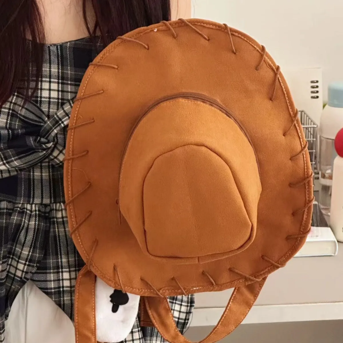 

Fashion Playful Lady's Backpack Cowboy Hat Design Creative Lolita Cute Cartoon Compact Zipper Shoulders Bag