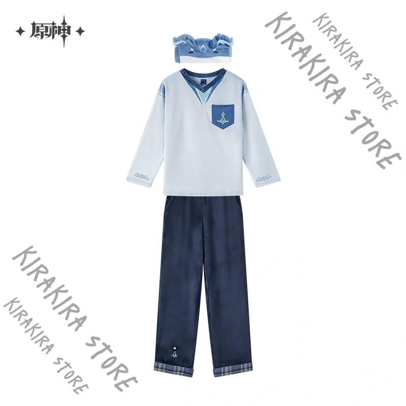 

Genshin Impact Neuvillette Anime Cosplay Official Leisure Wear Loungewear Nighty Pajamas Home Set Genuine Hair Band Ornaments