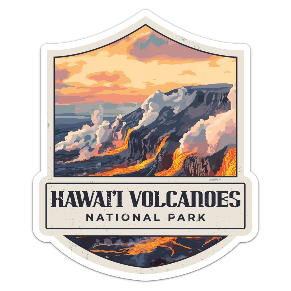 Vintage Hawai'i Volcanoes National Park Vinyl Sticker Decal for Camper Window and Travel Case Creative Car Decor