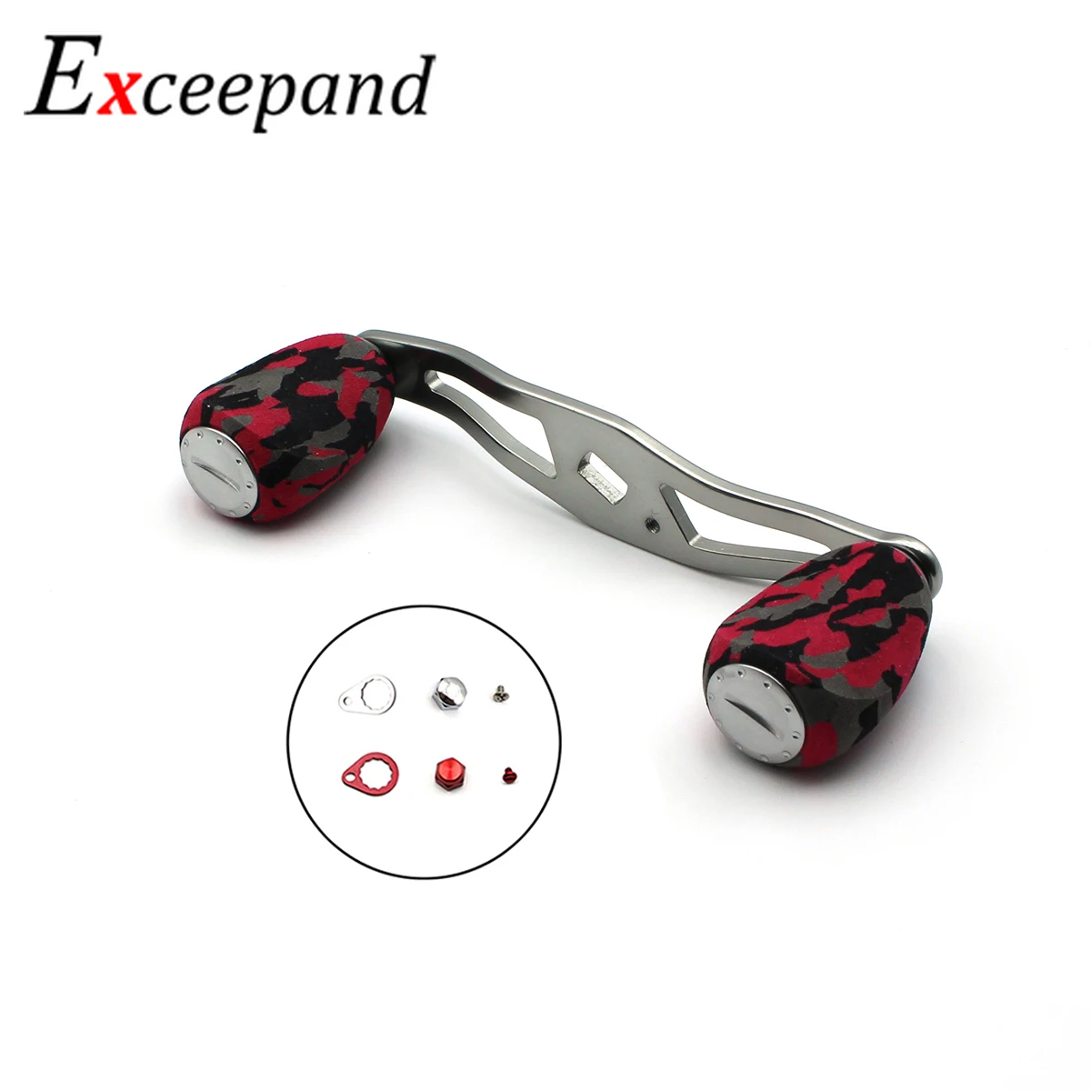 Exceepand 95mm Gunsmoke Baitcasting Fishing Reel Handle Red CAMO EVA Knobs for Abu Garcia Daiwa Fishing Reel Grips DIY Accessory