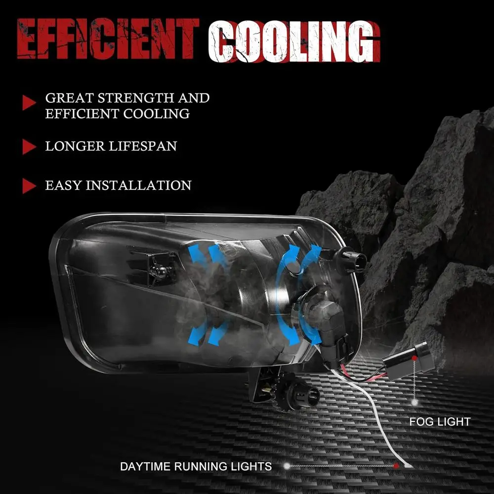 زوج من مصابيح الضباب LED مع أضواء النهار الجري لدودج رام 2009-2014، عوارض البقعة والفيضانات، استبدال DRL من النوع L