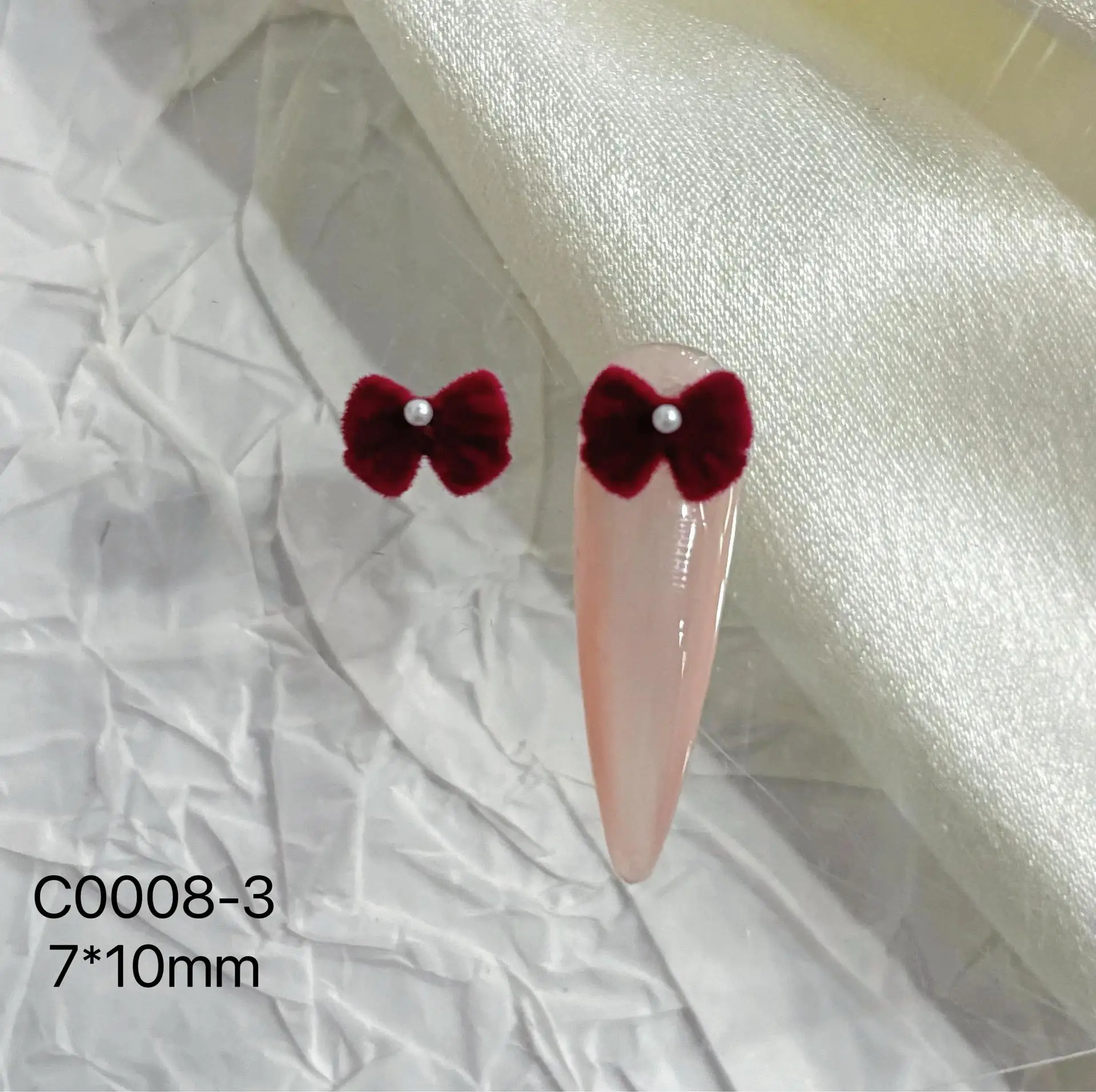 Kaniu – breloques pour ongles en velours, 10 pièces, strass en alliage noir, rouge, blanc, crème, pour décoration Nail Art, bricolage, Salon de manucure