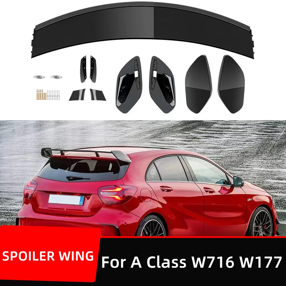 For Mercedes Benz A Class W176 W177 A180 A200 A220 A250 A260 A35 A45 Rear Roof Trunk Lid Car Spoiler Glossy Black Accessories