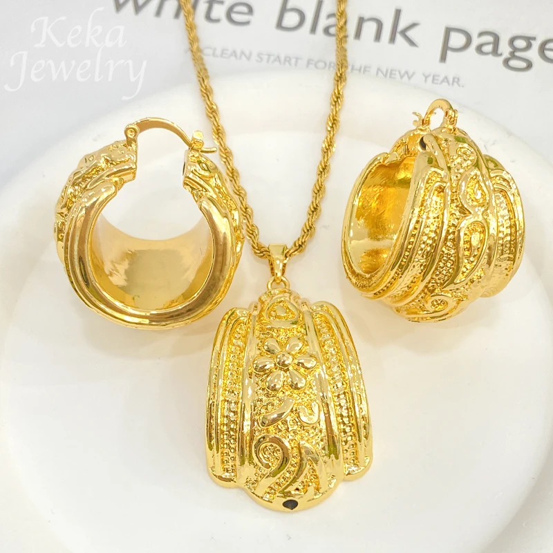 

Dubai Gold Color Jewelry Sets for Women Necklace Earring Pendant 2023 Fashion Jewelry Wedding Party Accessories Bridal Gift