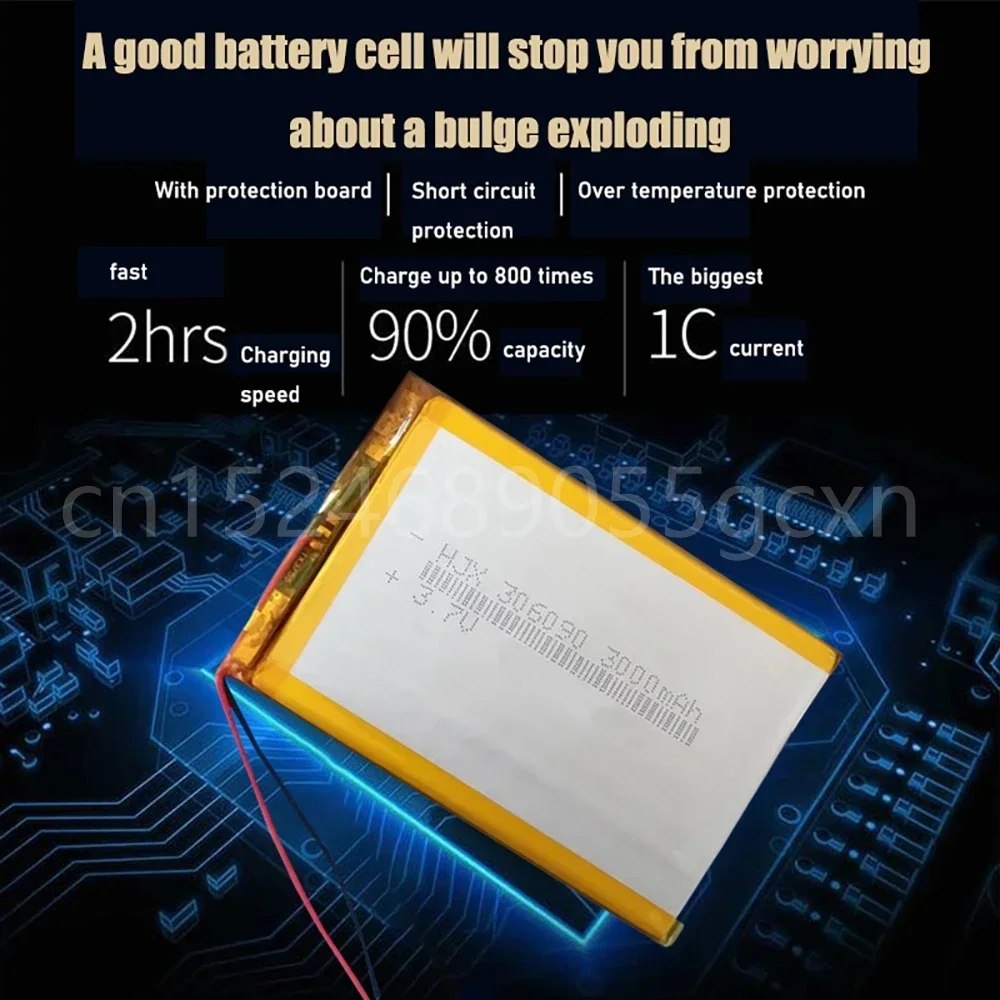 Batterie lithium polymère aste pour casque Bluetooth, alimentation, MP3, MP4, MP5, GPS, PSP, MID, 306090 mAh, 3000 V, 3.7