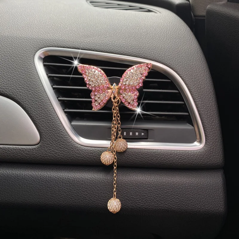 Butterfly Car Air Vent Clip Air Freshener Car Decor Air Outlet Bling Diamond Butterfly Car Accessories Interior For Woman