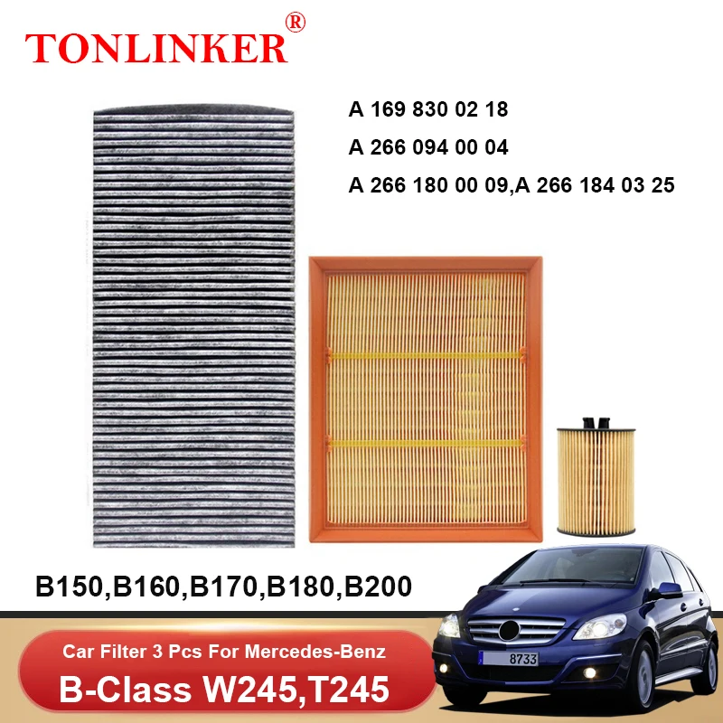 TONLINKER Cabin Air Filter Oil Filter For Mercedes Benz B Class W245 2005-2008-2011 B150 B160 B170 B180 B200 Set Car Accessories