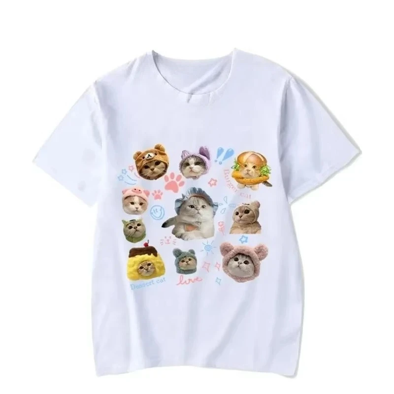 Kittens Avatar Blouse Women's T-shirt Female Y2k Girls Kawaii Clothes House Pet Doodle Print Streetwear Cute Graphic Sale Tops