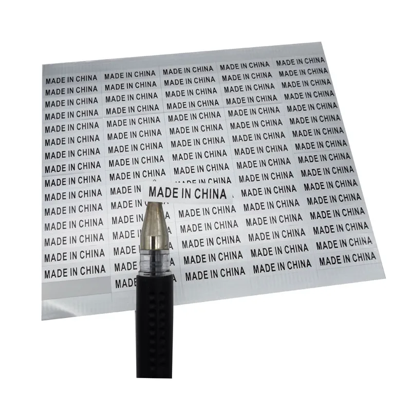 500PCS 25x5mm Silver/White Sticker with Black Print MADE IN CHINA Country of Origin Label