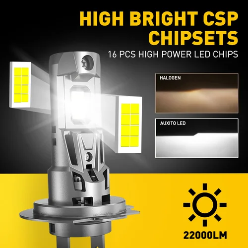 Imagen 2 del producto 2 uds AUXITO 22000LM H7 bombilla LED Canbus sin errores con ventilador Chip CSP MINI 360 iluminación faro 12V 6500K blanco