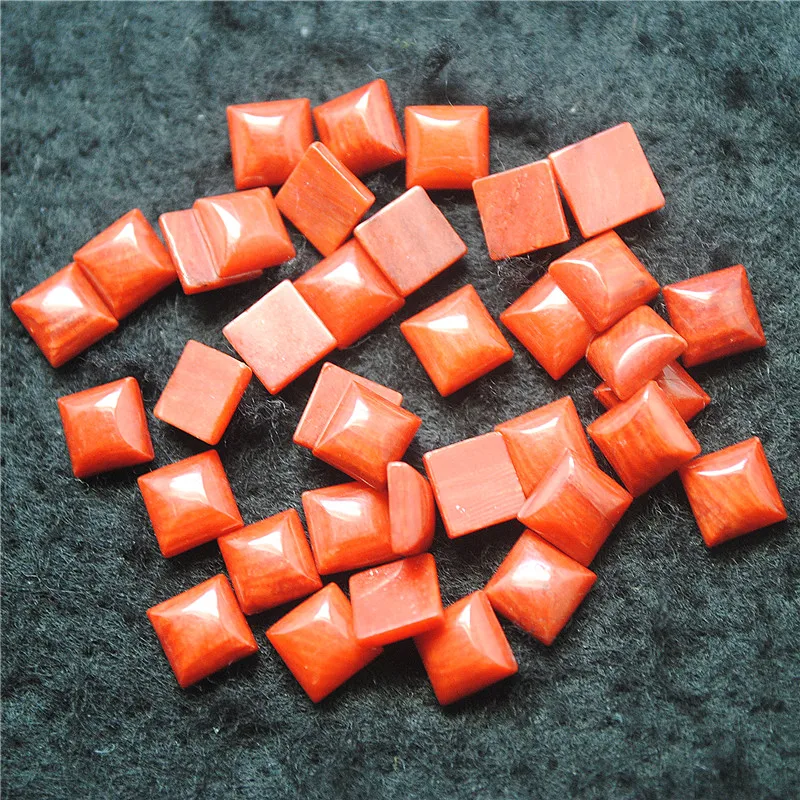 15PCS Natural Light Red Coral Cabochons Square Shape Size 6X6MM DIY JEWELRY FINDINGS Loose Beads Cabs No Hole Best For YOURS