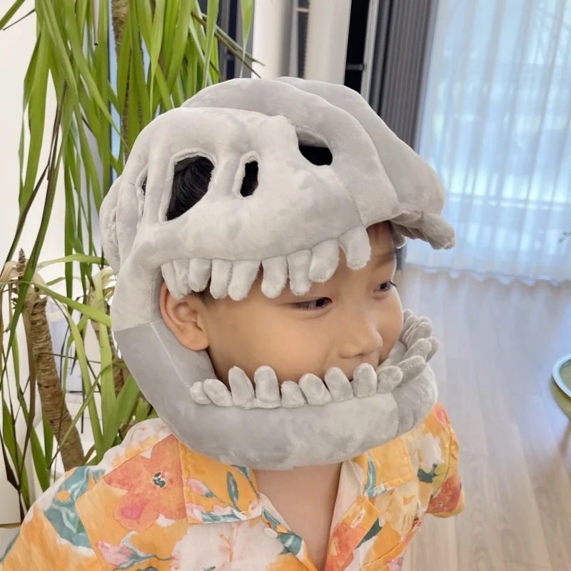 75/116 cm Dinosaurus Pluche Skelet Kostuum Set Grappige Hoofddeksels Cosplay Dress Up Kleding Knuffels Kerst Creatieven Halloween Geschenken