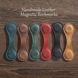 6 magnetic bookmarks, Pu leather book holder, student decorated double-sided vintage reading bookmarks, suitable for study use