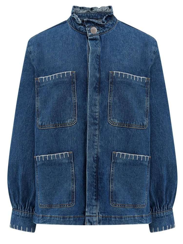 

Осень-зима, женская модная джинсовая однобортная водолазка, прямые куртки, винтажное модное пальто, уличные куртки, пальто