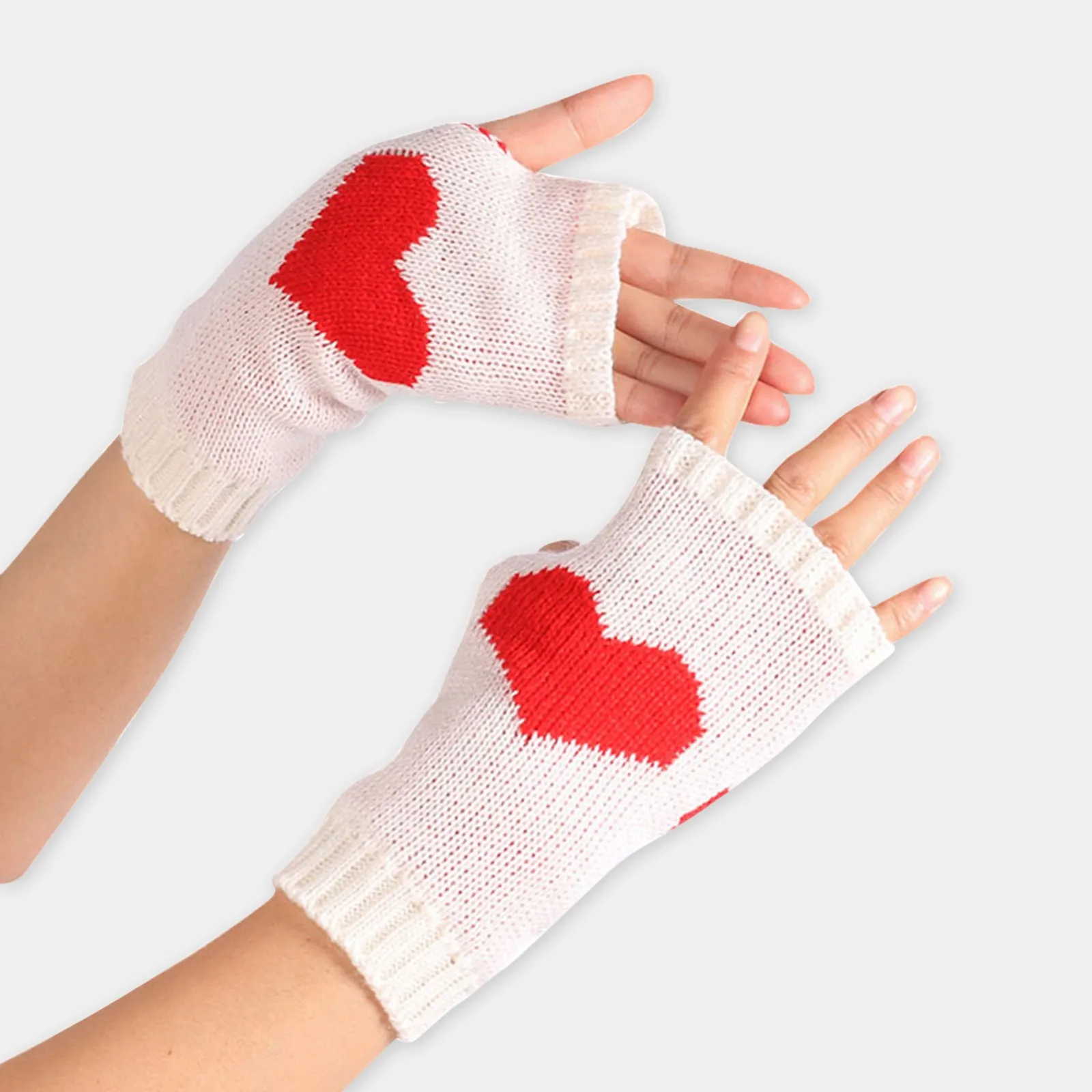 Women Finger-exposed Five-pointed Star Gloves Winter Warm Thickened Knitted Gloves Fashion Casual Accessories fingerless gloves
