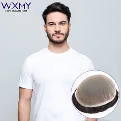 Pelucas de cabello humano Natural para Hombre, prótesis de cabello completo de encaje francés transpirable, aspecto Natural, Capilar para Hombre