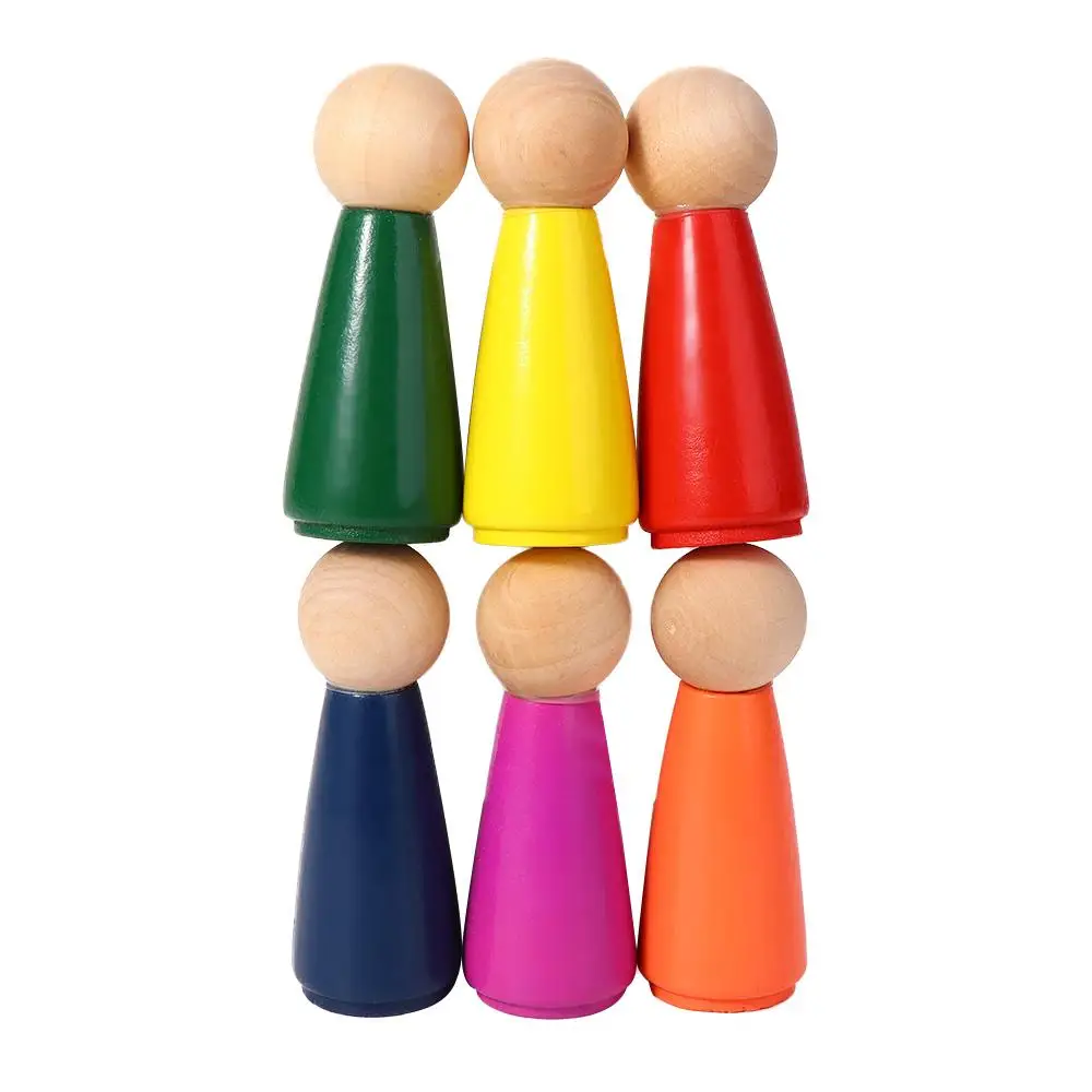 Geschenk Mensen Figuren Pop Montessori Speelgoed Gemonteerd Huis Educatief Speelgoed Bouwstenen Regenboog Kleur Peg Poppen Puzzels Speelgoed