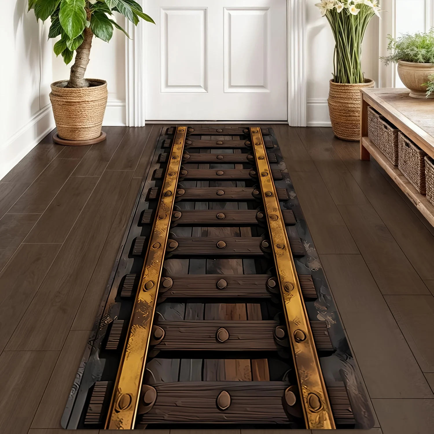 Commercial Printing Supplies Usa - Vintage Train Track Print Long Runner