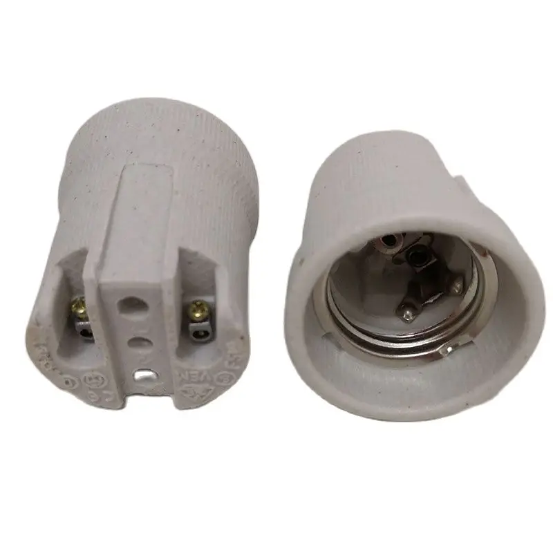 Durable High Temperature E27 Ceramic Lamp Base E27 Screw Mouth Aging Lamp Holder Horn-Type LED Light Socket for DIY Desk Lamp