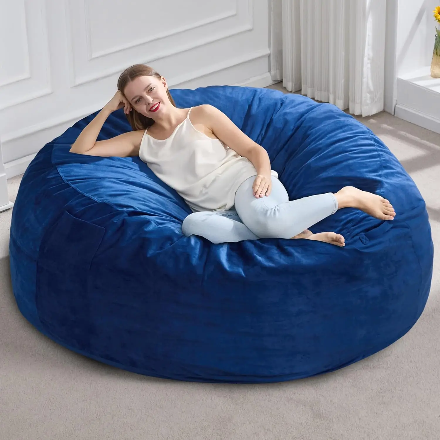 5FT Giant Bean Bag Chair with Removable Cover & Filler for Adults, Living Room, Bedroom