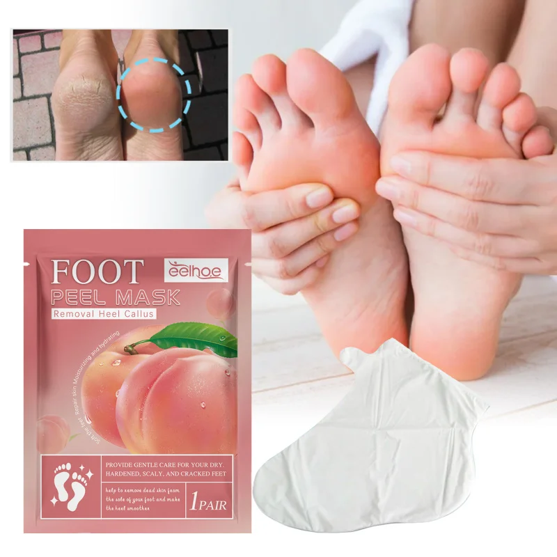 

Peach Foot Mask - Hydrating Treatment With Glycerin & Mandelic Acid, Exfoliating Care For Dry Cracked Feet & Calluses