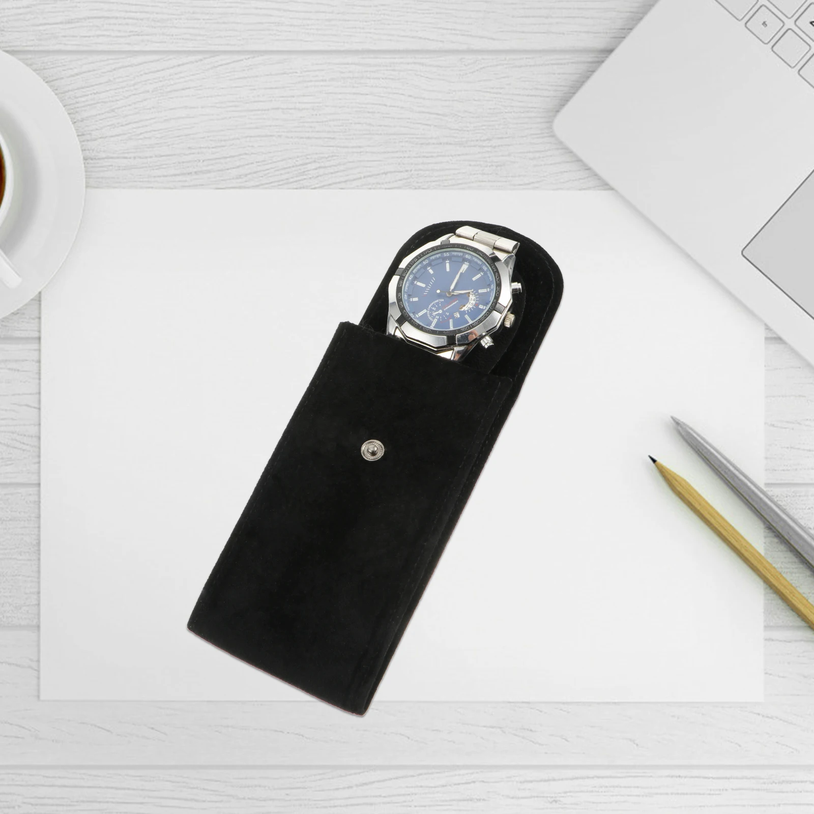 

Bag Black Beaded Flannelette Built in Pad for Men Fashion Travel ganizer Portable Watch Portable Watch Bag Container