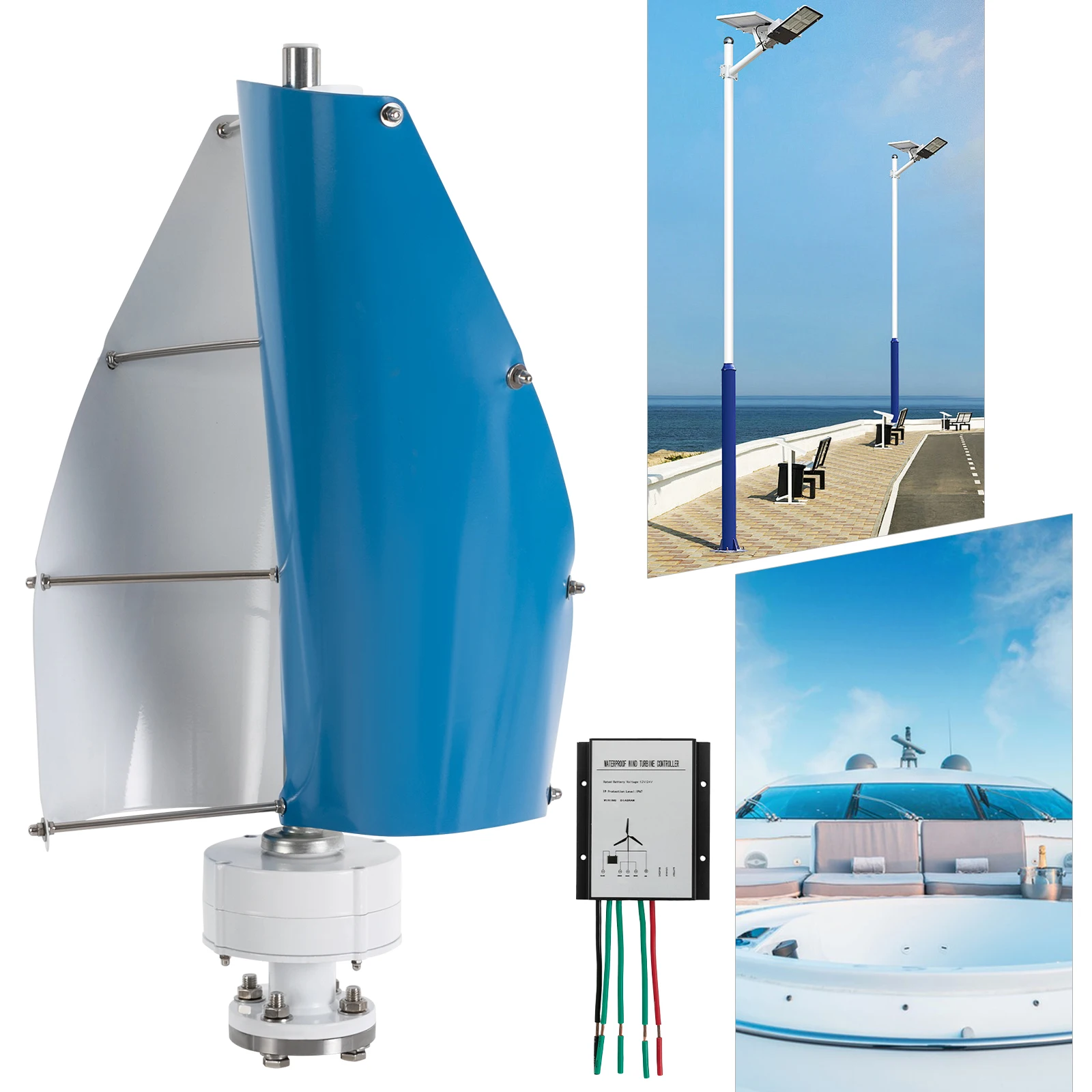 500W Vertical Axis Wind Turbine Generator with Controller Power Generation