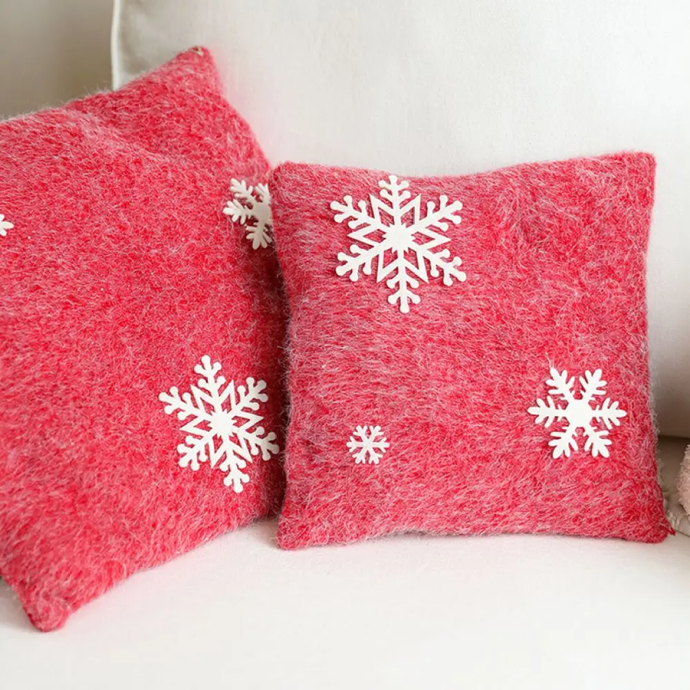 Christmas Holiday Cushion Red Snowflake Throw Pillow Decorative Sofa Bed Back Support Soft Home Festive Decoration
