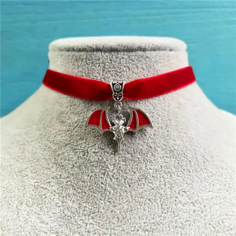 Gothic bat necklace For Women Girls Fashion Vampire Witch jewelry accessory Gift Pagan Vintage Cross Bat Charm Velvet Choker New
