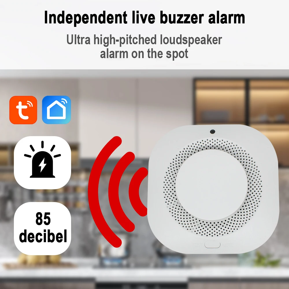 Tuya Smart Zigbee/Wifi Smoke Detector Smart Fire Fire Protection Home Security Alarm Sound Light Alarm APP Control
