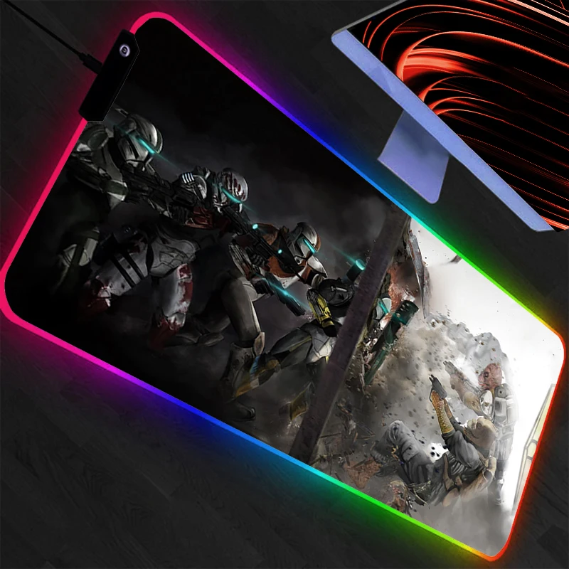 

animation RGB Mouse Pad Star Wars Gamer PC Computer Large Backlight Desk mat Keyboard Anime Gaming Accessories LED Mousepad