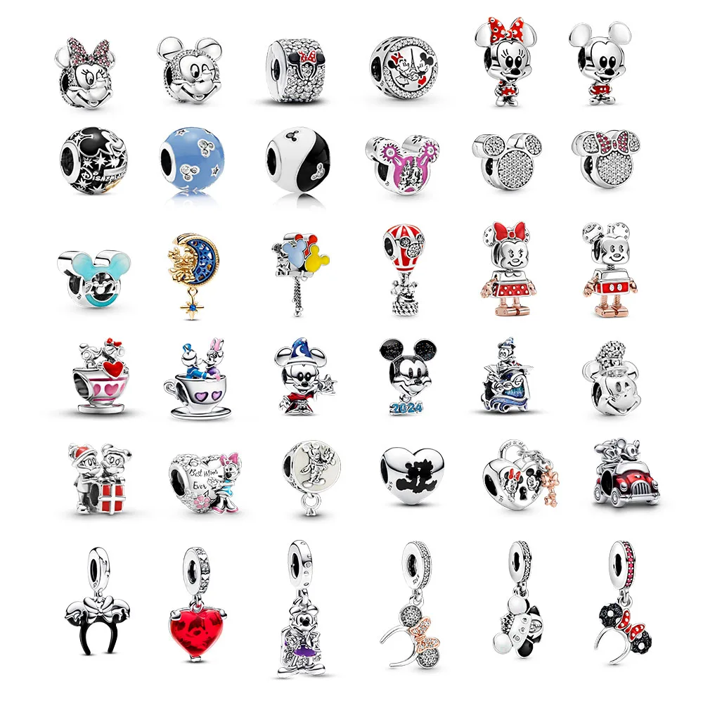 

Sterling Silver S925 Disney Mickey Mouse&Minnie Mouse Charms DIY Original Bracelet Jewelry Gift