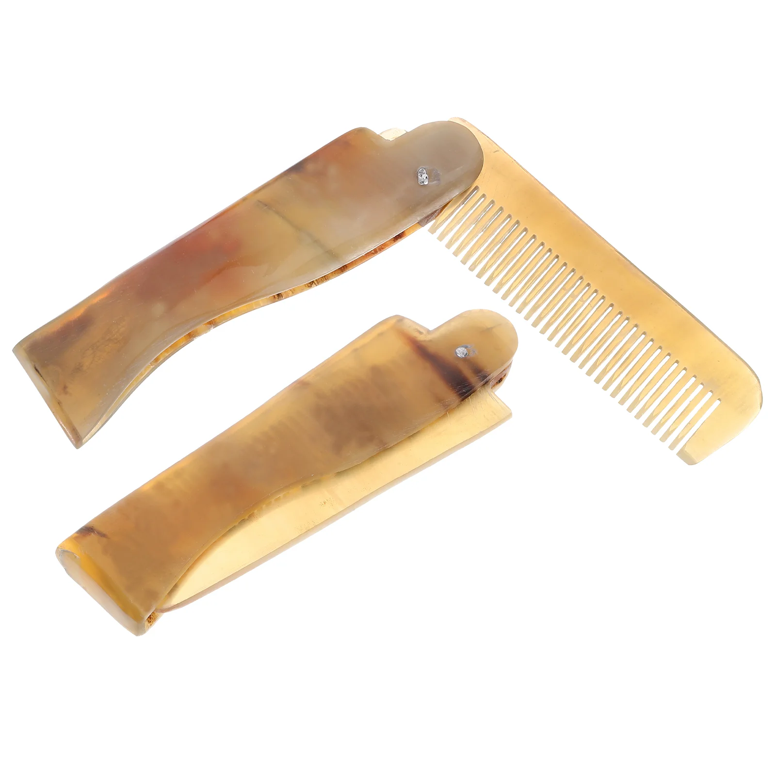 

2 Pcs Foldable Ox Horn Comb Portable Pocket Wide Tooth Hair Health Massage Anti-Static