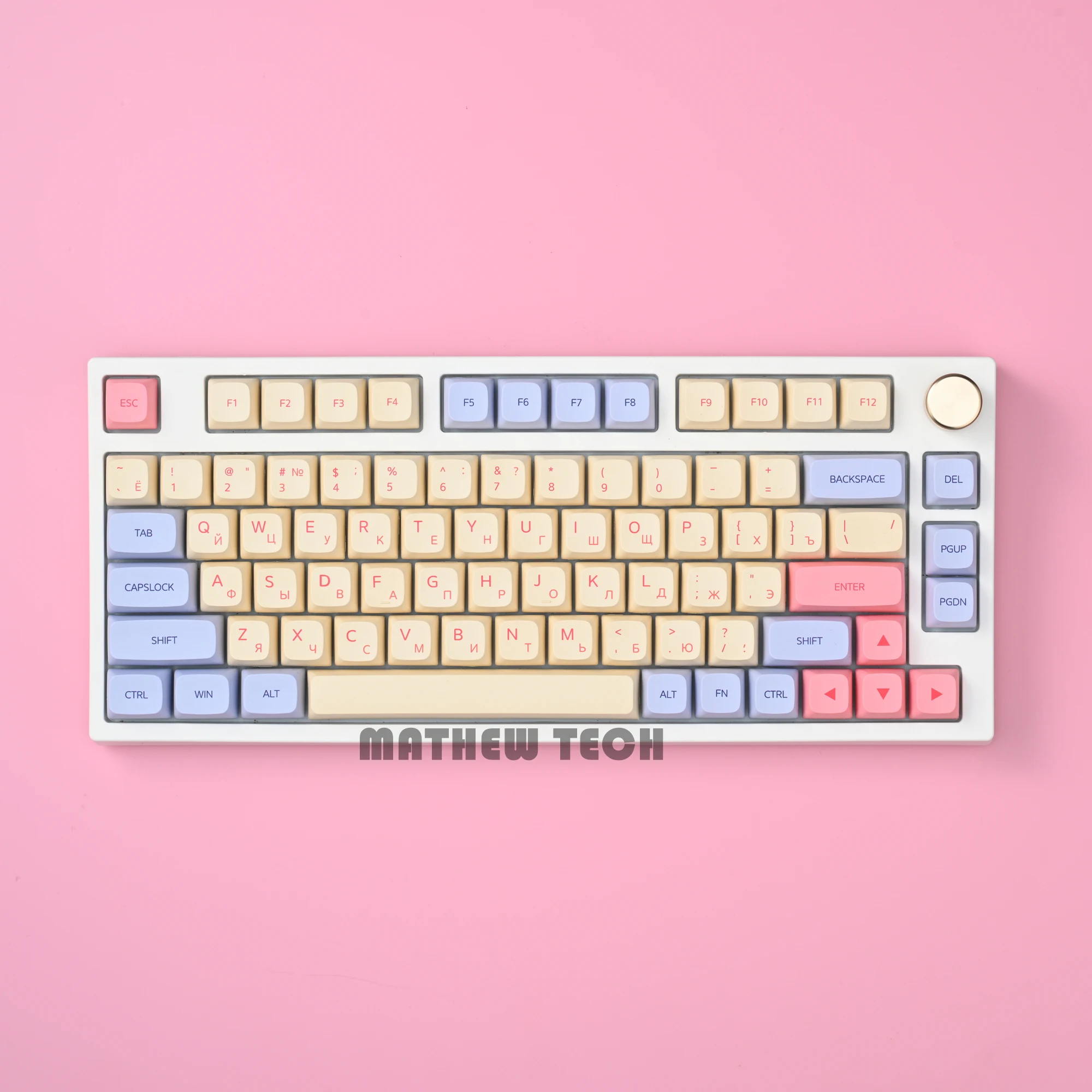 Imagem -03 - Mathew Tech-mk80 Max Marshmallow Rosa Teclado Mecânico Hot-swappable Três Modos sem Fio 75 Layout Interruptor Linear