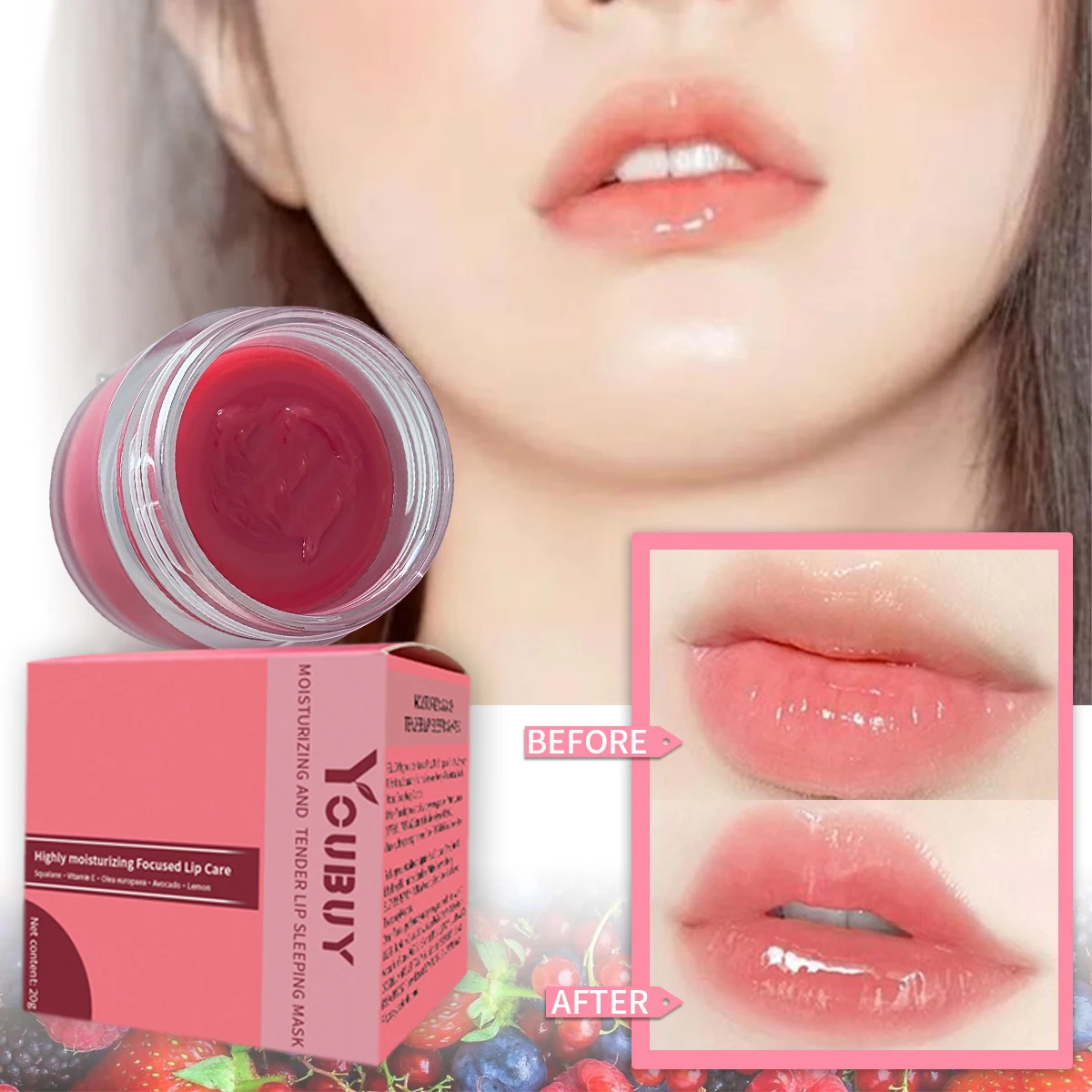 Youbuy Bicolor Lip Mask 20g Exfoliate and Fade Lip Lines Sleep Repair Lipstick Moisturize and Prevent Dryness